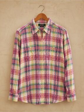 Ralph Lauren Multicolor Vintage Plaid Button-Down Shirt Large Cotton